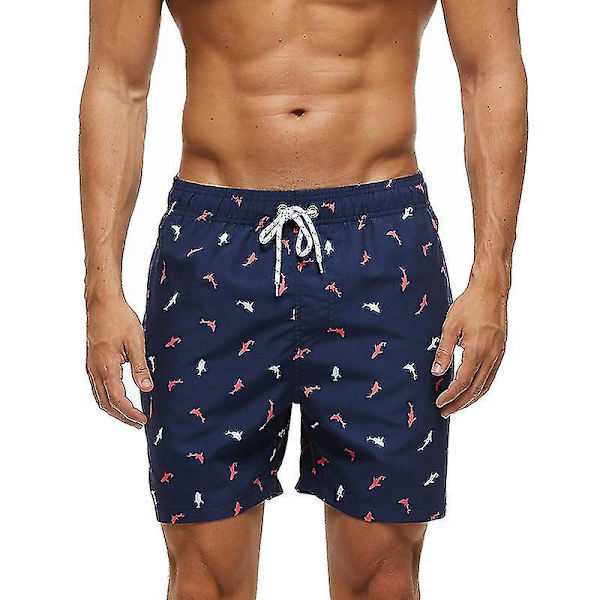 Escatch Miesten Nopeasti Kuivuva Ranta Board Shorts Uimahousut - Punainen ja Valkoinen Kala Kuvio