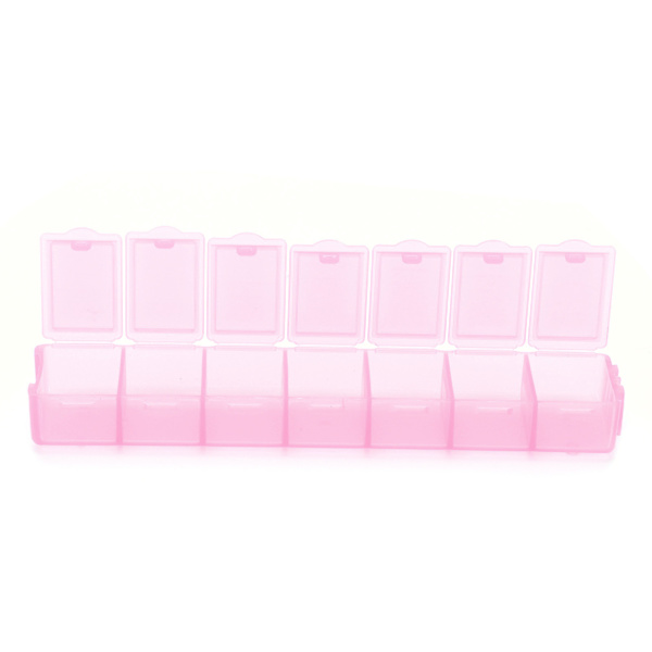 Opdelingsboks 7-gitter Akvarelpalet Smykker Rejse Ompakning PlastbeholderPink