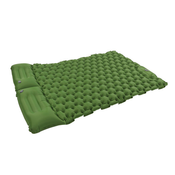 Uppblåsbar sovmössa ergonomisk fotdriven uppblåsbar sovmössa med förvaringsväska för kontor utomhus camping användning grön