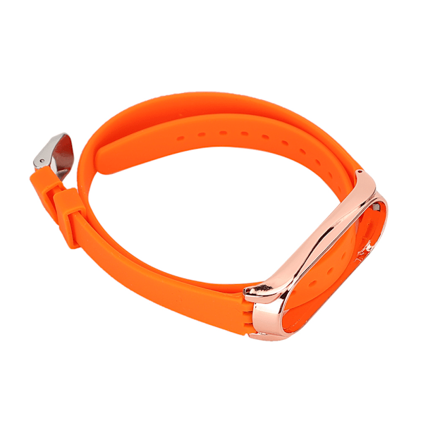 Metallspänne Skal Långt Silikon Armband Armband för Xiaomi Smart Armband 3/4 (Orange)