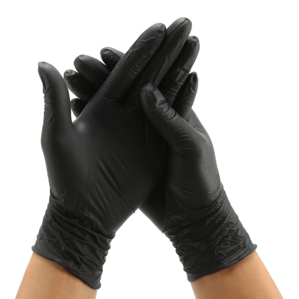 50 stk gummihansker disponibel svart pulverfri teksturerte fingertupphansker for hjemmeskjønnhetssalong S