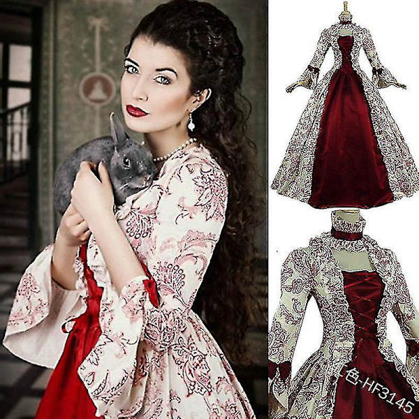 Middelalder europeisk Victoria prinsesse brudekjole XL
