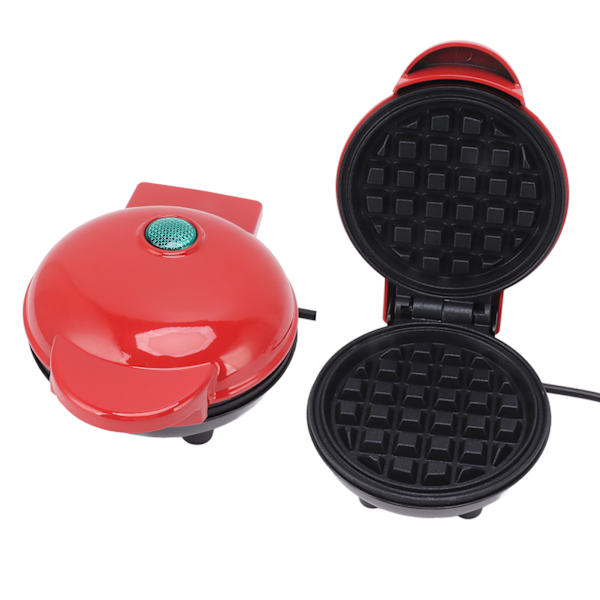 Mini vaffeljern, dobbeltsidet, rund, multifunktionel morgenmadsmaskine til toastsandwich, EU-stik, 220V, rød