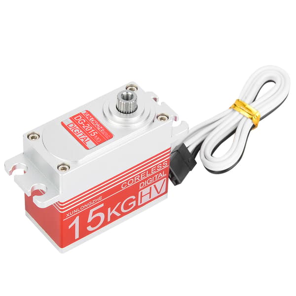 15 kg Digital Kjerneløs Motor Metallgir Styreservo for RC Bil (Rød)