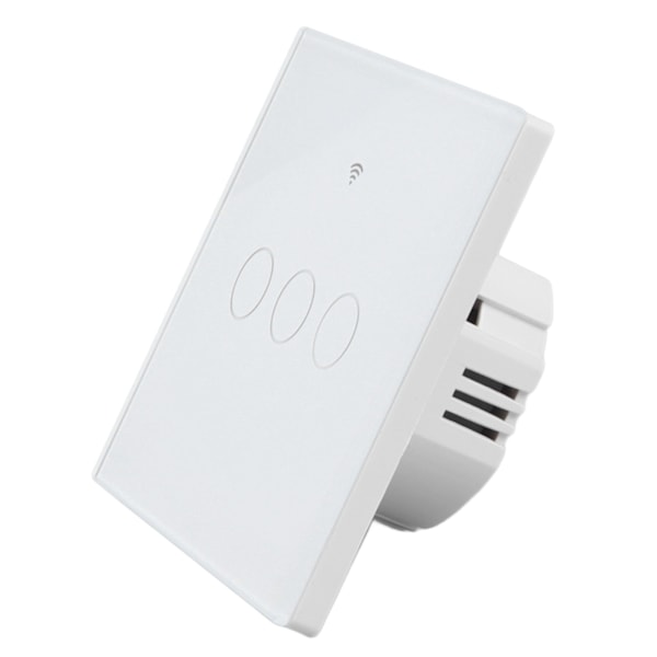 Smart WIFI-afbryder 3-vejs 86-type vægkontakt med hærdet glaspanel EU-stik 100 til 240V hvid
