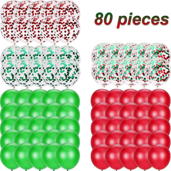 80 stycken Latexballonger Konfettiballonger Färgglada Partyballonger för Jul Alla Hjärtans Dag