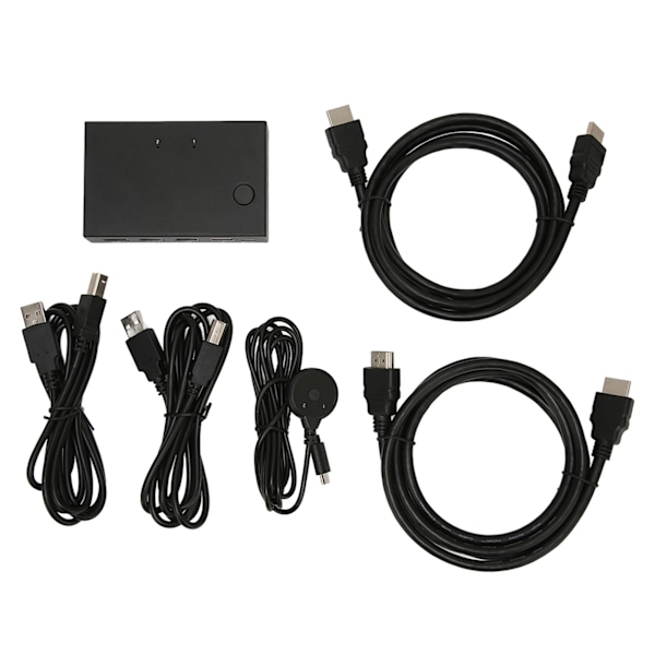 KVM Switch 2 Port Plug and Play USB HUB 4K 30Hz HD Multimedia Interface KVM Switch til PC Printer Mus Tastatur