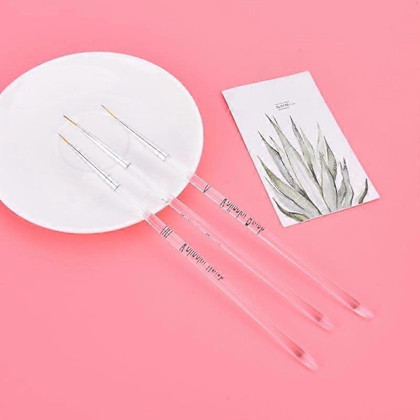 Set med 3 markörer för att rita och måla naglar med penselfoder för DIY Nail Art Manikyr Kit