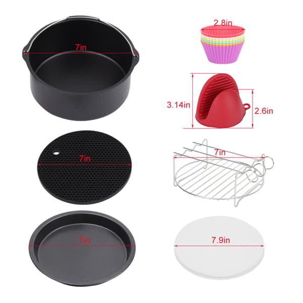 Airfryer Tilbehør, Universal XL Sæt til Tower Duronic og Phillips (3.3QT), Sæt med 7-8 Tommer