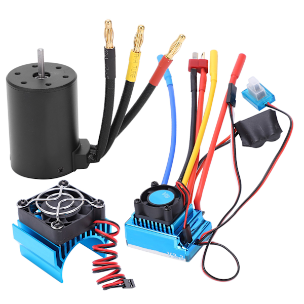 3650 2300KV Vattentät 4-polig Borstlös Motor 60A ESC Kylfläns Combo Set för 1/10 RC Bil