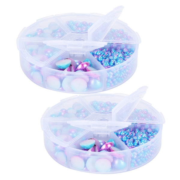 2 æsker Gradient Imitation Pearl Semicircular Nonporous Flat Back Dekorative Tilbehør til Tøj DIY (Blå Lilla)