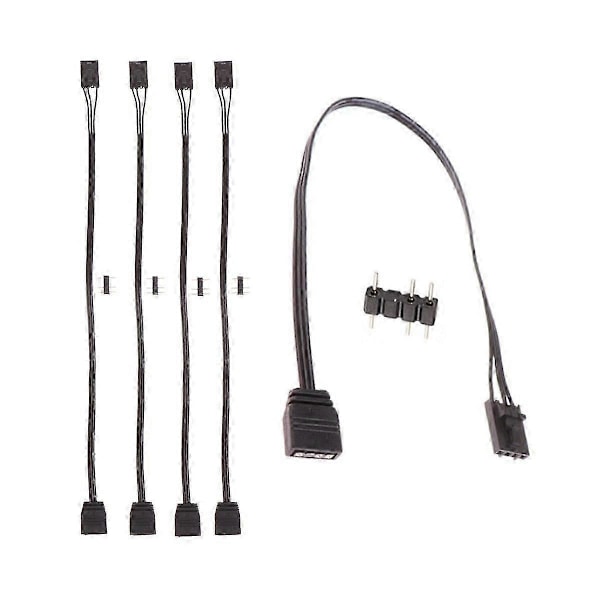 5 kpl yhteensopiva 4-nastainen RGB - Standardi ARGB 3-nastainen 5V Adapteri Liitin RGB-kaapeli 25cm