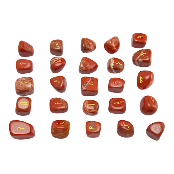 25 st Runstenar Set Lycka till Healing Power Polerad Graverad Elder Alfabet Chakra Runstenar för inflyttning Redstone