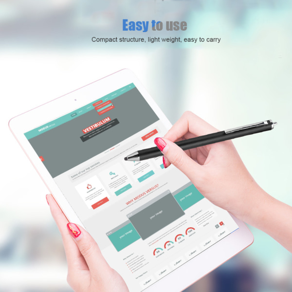 Stylus med stoffhode for Samsung Tab/LG/Huawei/Xiaomi-smarttelefoner og nettbrett for iPad 2018 (svart)