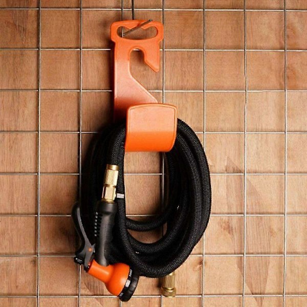 Veggmontert Hageslangeholder Slangehengere Veggfeste Vannslangeholder Krok Vannslange for Husholdnings Teleskopisk Slangehenger (Oransje)