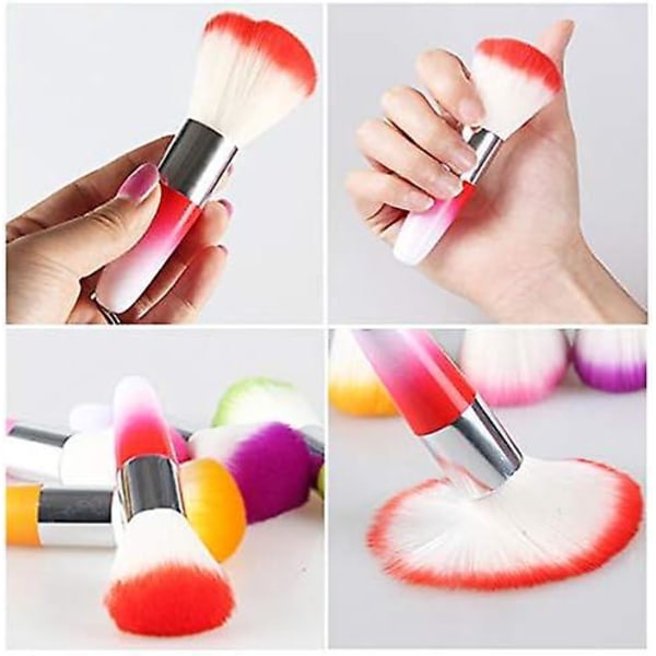 3 Stycken Nagelborste för Damm, Rengöringsborste för Nagel Manikyr Färg och Smink Puder Rouge (Röd, Rosa, Lila)