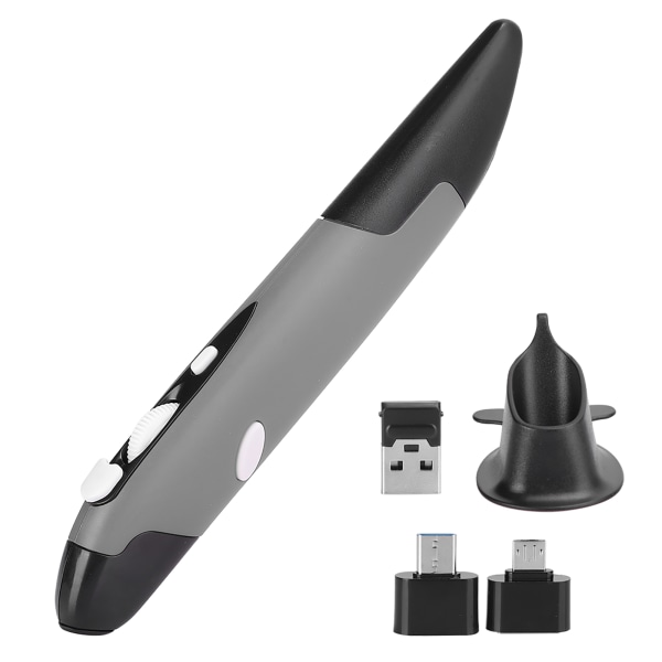 USB Computer Stylus PC Dele Trådløs 2.4G Mouse Pen Type Personlig Innovativ Lodret (Grå PR-03)