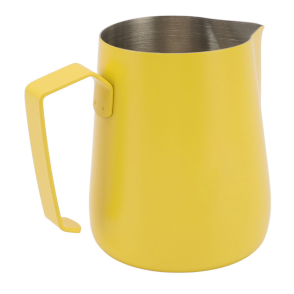 450 ml mjölkskummare i rostfritt stål 304, mjölkskummare för kaffebarer och hem, gul