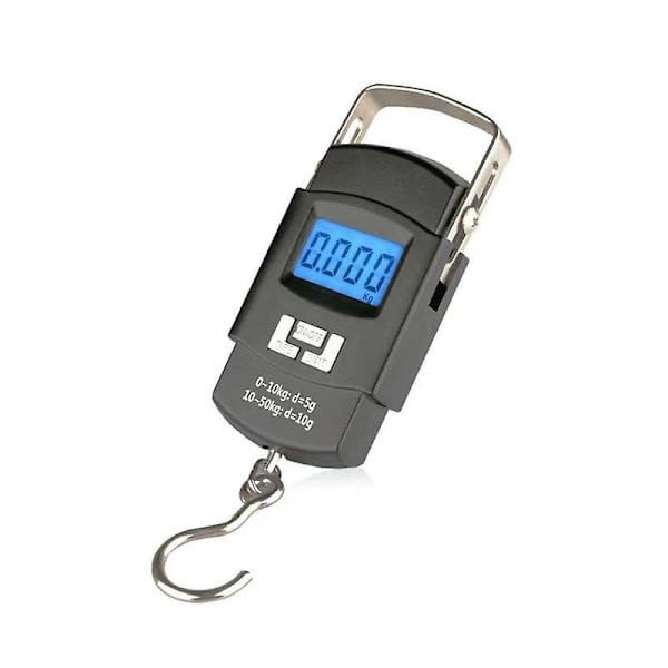 Digitaalinen riippuva matkalaukku kalastuskoukkukalastusvaaka, 110lb/50kg, musta