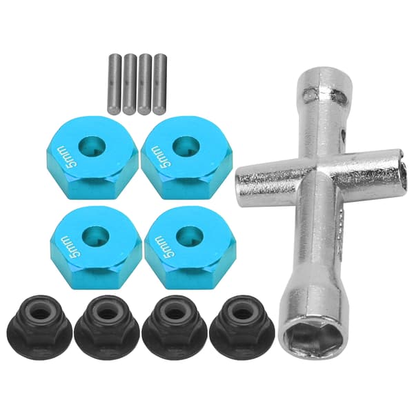 12mm Hjul 5mm Tjocklek Hex Adapter Kryssnyckel M4 Halkfri Mutter Set för 1/10 RC Bil (Blå)