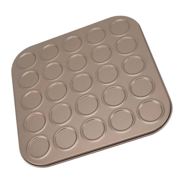 Muffin Top Pan Macaron Bageplade Pan Muffin Bakke Bageform Kulstofstål Bageplade til Ovnbagning Guld 25 Hul