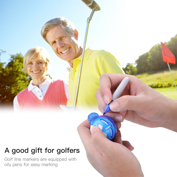 Golfbold Liner Line Marker Tegningsskabelon Justeringsværktøj med pennetilbehør (blå)