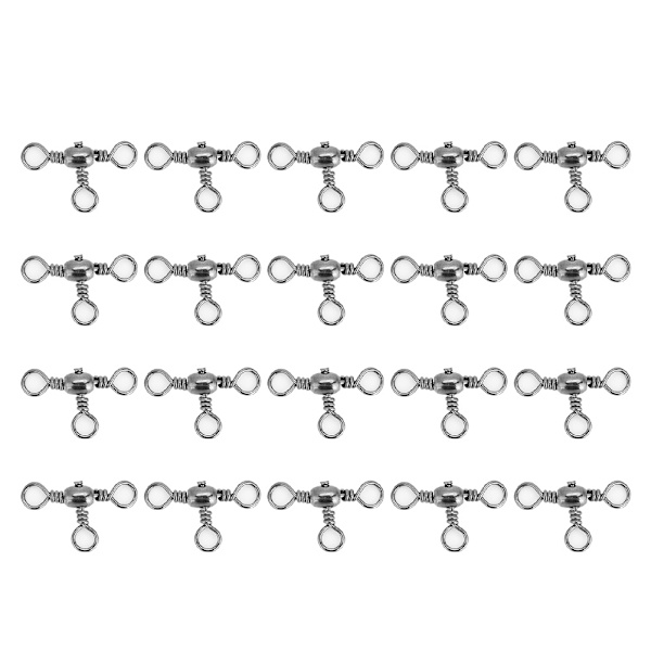 20 stk holdbare fleksible treveis rullende svivler Triple Swivel Fishing Connectors (3#)