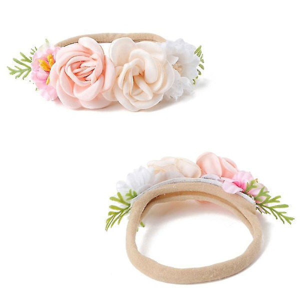 Hårband med konstgjorda blommor för babyflicka | Mjuk elastisk nylon | Prinsesshårband för nyfödda | Söt huvudbonad för småbarn