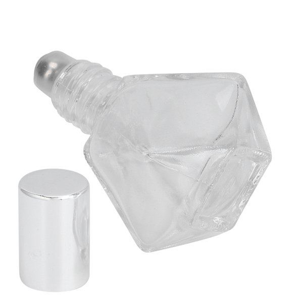 Roll On Påfyllbar Parfymeflaske Tom Glass Aromaterapi Eterisk Olje Rollerflasker 8ml (Sølvdeksel Stålkuler)