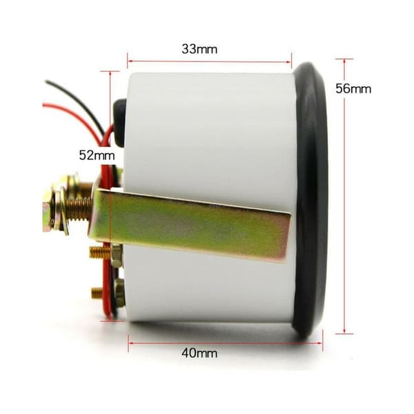 2\" 52mm Brændstofmåler, 12V Bil Brændstoftank Pointermåler med LED Baggrundsbelyst Fælgmåler - Kun Brændstofmåler