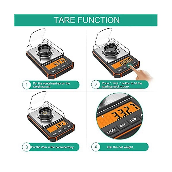 Fin Vekt 0.001g, Digital Milligram Vekt 50g / 0.001g, Digital Lommevekt Med LCD-Skjerm, Lab-B4
