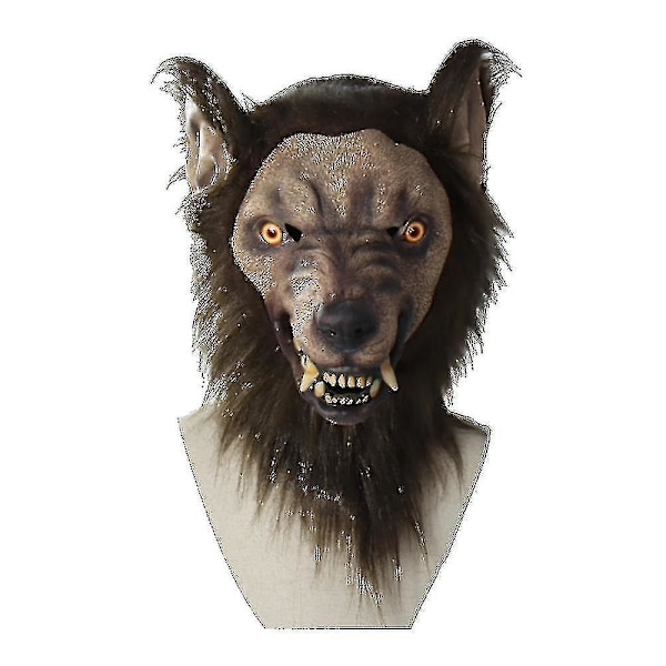 Varulv Latexmaske for Halloweenfestdrakt hvit ulv