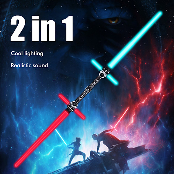 2 stk 7 farger skiftende lysende sverd utvidbart LED lyssverd lysleker for cosplay Halloween jul