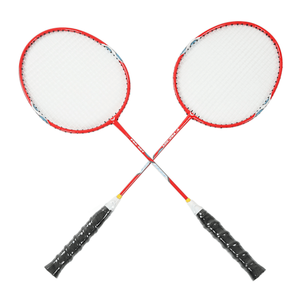 2 st badmintons racket i ferroalloy integrerad primär badminton racket med nylonhandtag röd