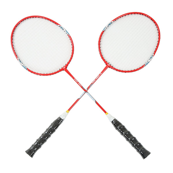 2 stk. Badmintonketsjer Ferroalloy Integreret Primær Badmintonketsjer med Nylon Håndtag Rød