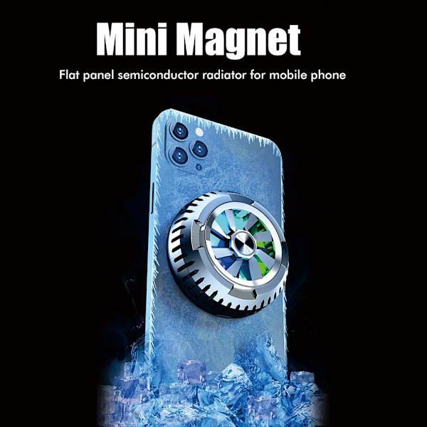 Stillegående mobiltelefon kjølevifte magnetisk kjøleenhet for mobiltelefoner nettbrett over 4,5 tommer