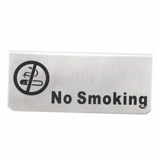 Rostfritt stål Dubbelsidiga engelska bokstäver Märken Bordsskylt för restaurang Hotellbar Pub Bordsserviser Rökning förbjuden
