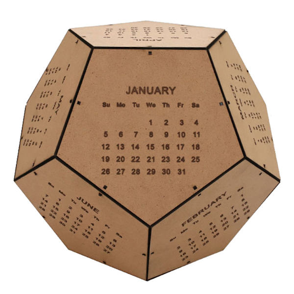 2020 Unik DIY Tregulvkalender Geometrisk Tredimensjonal Skrivebordskalender Hjemmekontor OrnamentBrun