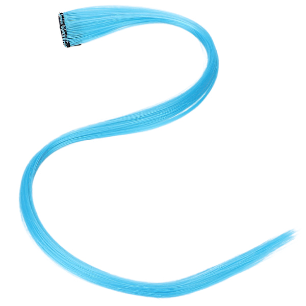 Colored Clipin Hair Extensions Highlight Synthetic Party One Piece Hair Extensions (blå)