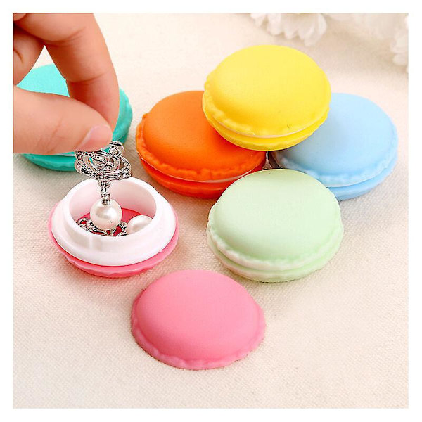 Macaron Æske Lille Opbevaringsæske Macarons Form Organizer Opbevaringsæsker til Smykker Halskæde, Sæt med 6 Farverige