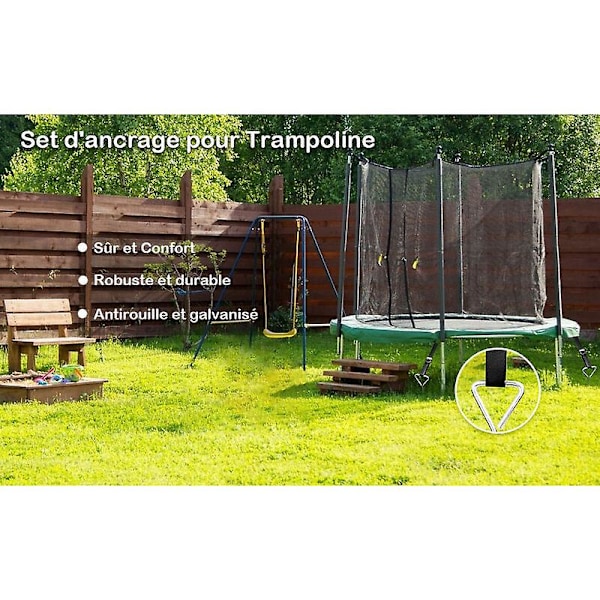 Trampolinfästsats, 4 Delar Trampolinfästen, Spiralankare för Trampoliner, Gungor, Lusthus, Lekstugor