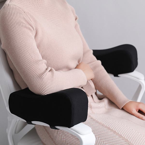 Ergonomiska stolsarmstödsdynor Gaming stolsarmstödskuddar Armbågskudde Böjd modell för datorrullstol Svart bomull Fram 10 cm Bak 7 cm
