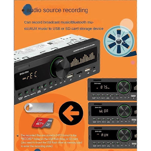 Bluetooth Bilradio MP3-spiller Multifunksjon Plug-in U Disk Bilradio