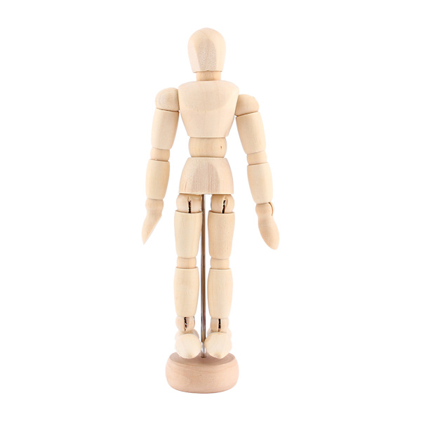 Kunstklasse træfigur mandlig dukke mannequin træ bevægelig model display håndværk 5,5 tommer