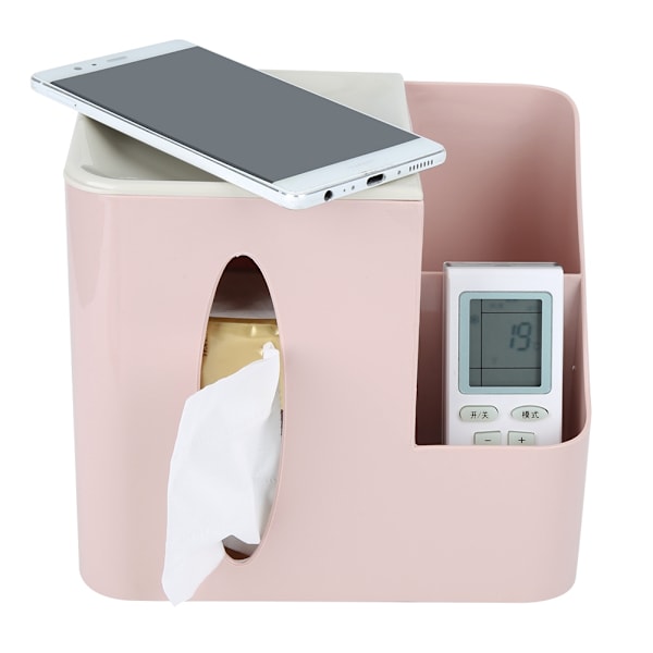 Multi Grid Hjem Stue Fjernbetjening Opbevaringsboks Servietholder Organizer(Pink )