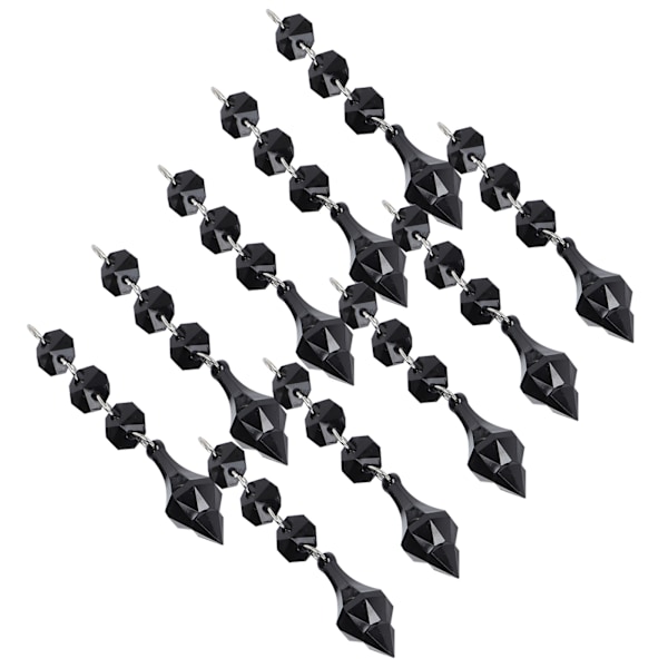 10 stk krystall anheng avsmalnet akrylmateriale uregelmessig perlet ornament DIY lampedekorasjon svart
