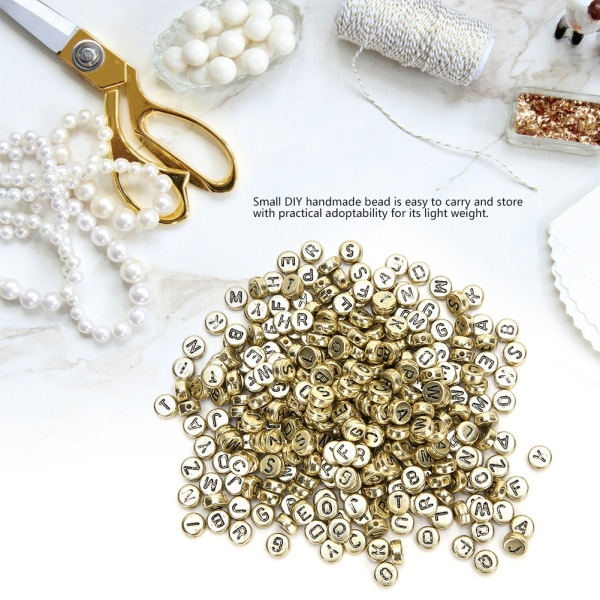 500 kpl Akryylihelmet Pyöreä Tee-se-itse materiaali Käsintehdyt helmillä koristellut tarvikkeet Englannin aakkoset vaatteille Kultainen