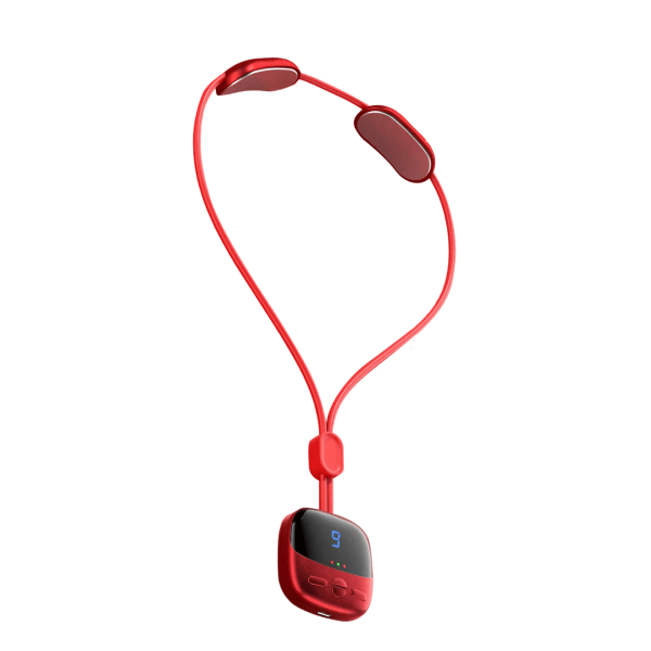 Mini kaulakoru kaulahierontalaite 4 tilaa 9 voimaa 3 vaihdetta Hot Compress Dual Pulse älykäs riipus hierontalaite punainen