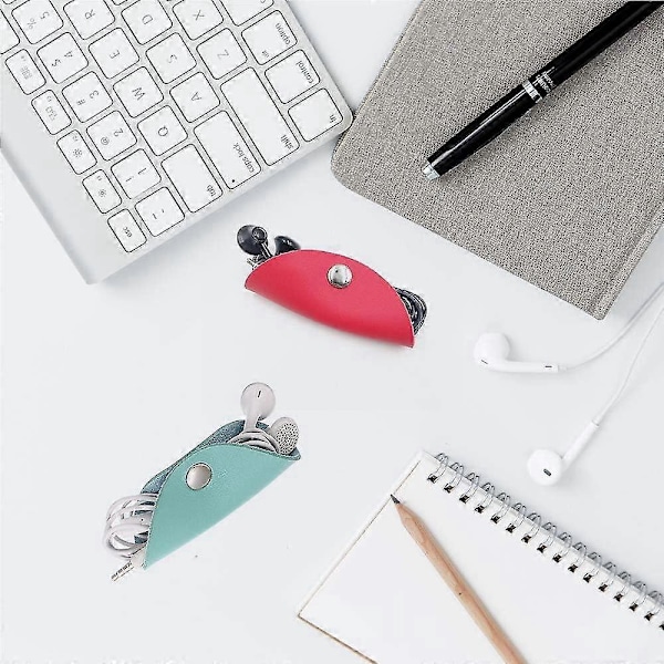 3 stk. Ledningorganisator i skinn, PU-skinn hodetelefonkabelholder, øretelefonledningsfester for USB-kabel hodetelefonkabel Zekai