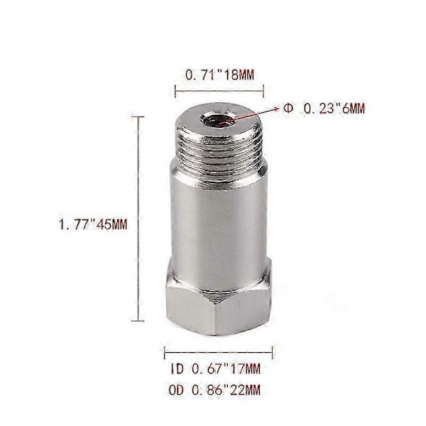 10 stk. O2 Sensor Spacer Adapter Forlænger Udvidelse Lige 45mm M18X1.5 Forlænger Spacer Udvidelse C
